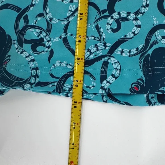 Waggle Golf Polo Mens XL Teal Octopus Print Performance Short Sleeve Shirt - Picture 6 of 6